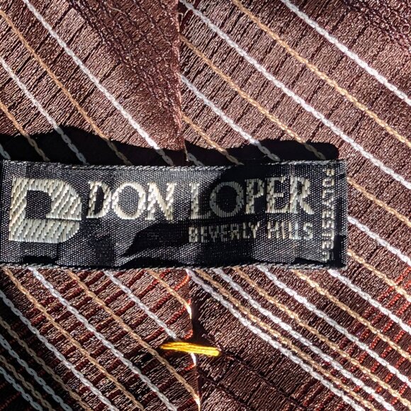 Don Loper Beverly Hills 100% Polyester Brown Striped Necktie 4"Wide - Picture 4 of 10